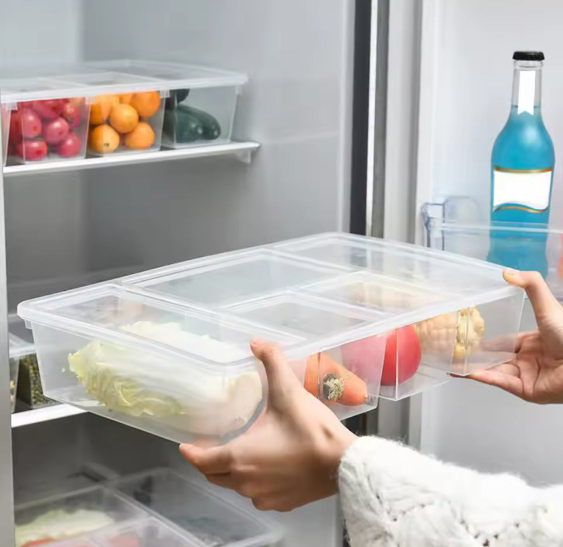 5 Compartment Food Storage Container, Portable Vegetable Fruit Box, Multifunctional Household Storage Organizer 5 Compartment Food Storage Container, Portable Vegetable Fruit Box, Multifunctional Household Storage Organizer